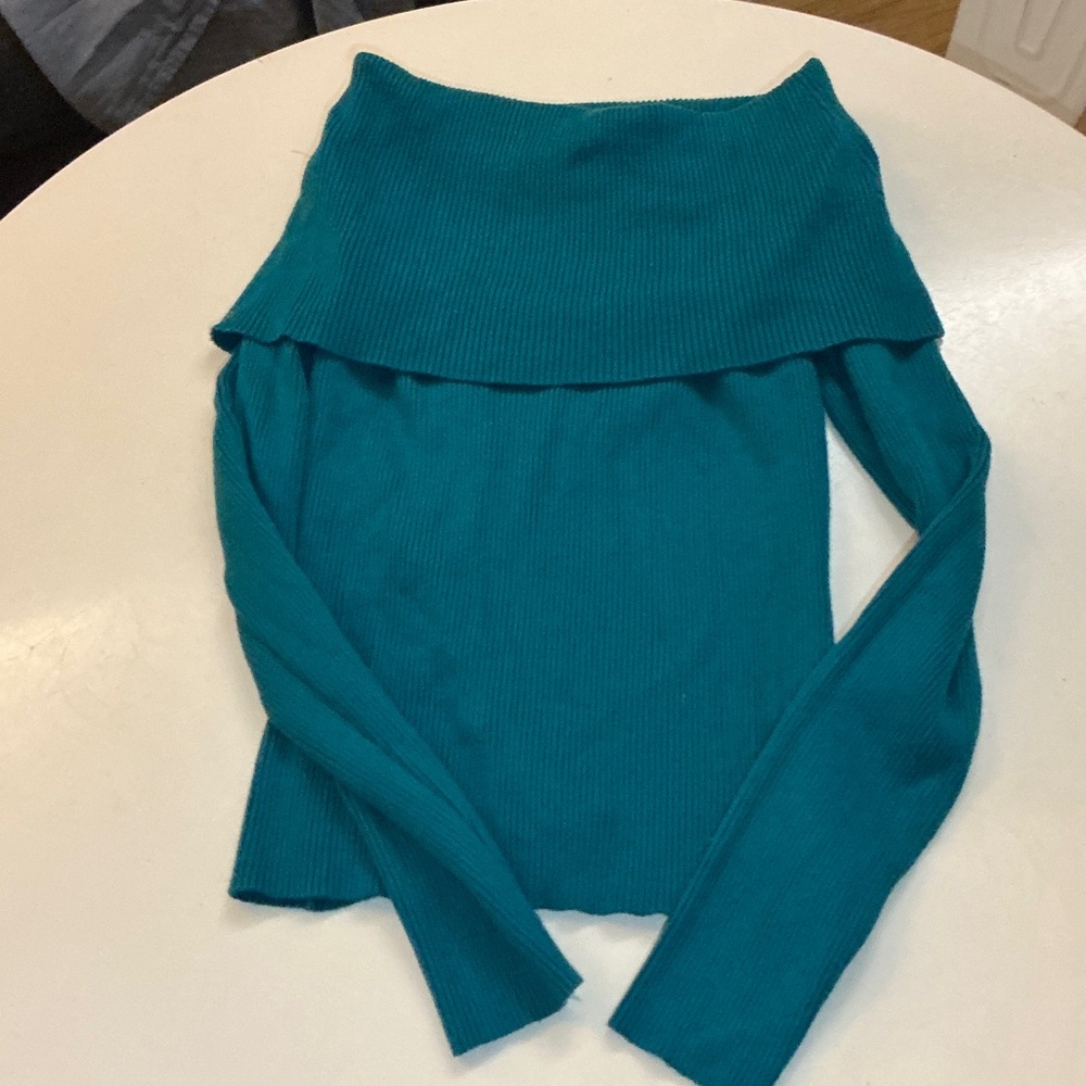 Chic Teal Off-Shoulder Sweater for Women